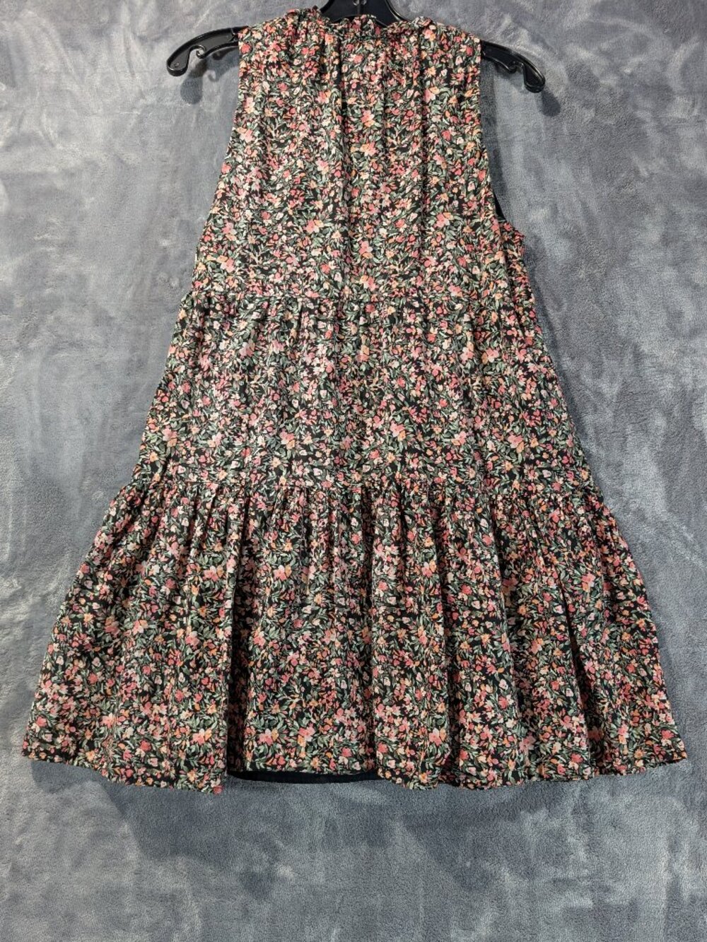 BB Dakota Steve Madden 100% Cotton Black Ditsy Floral Tiered Babydoll Dress XS